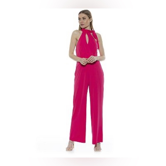 NWT ALEXIA ADMOR Wide-Leg Halter Jumpsuit Size 10 - Picture 4 of 9
